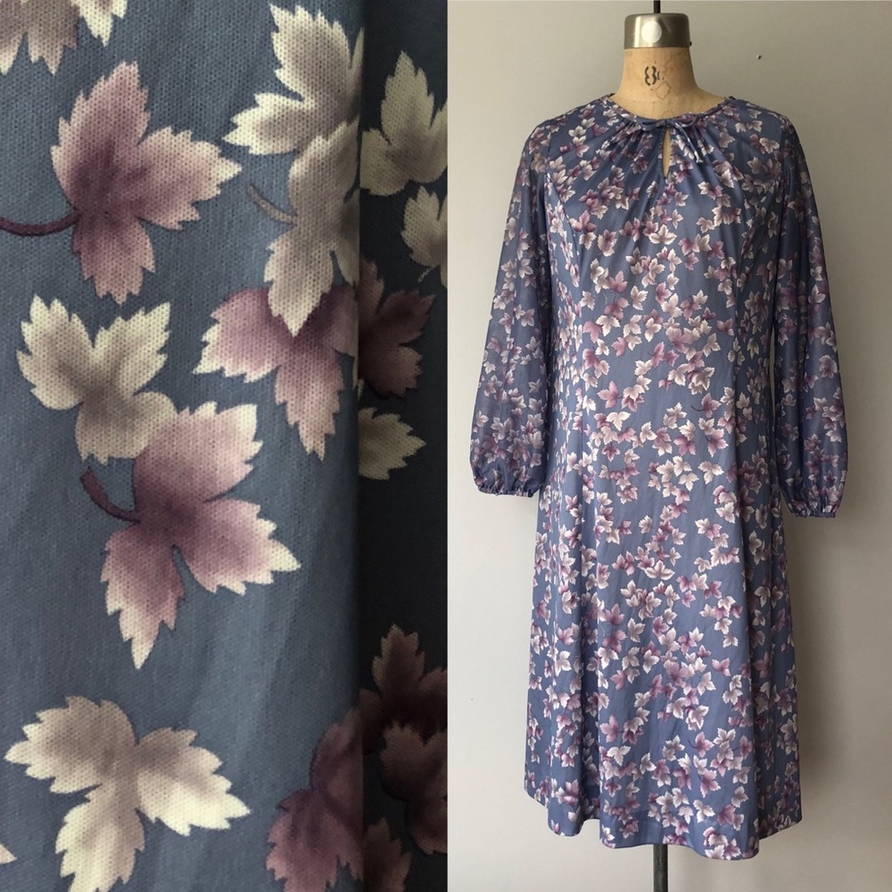 70s vintage size large : extra large poet sleeve dress l xl